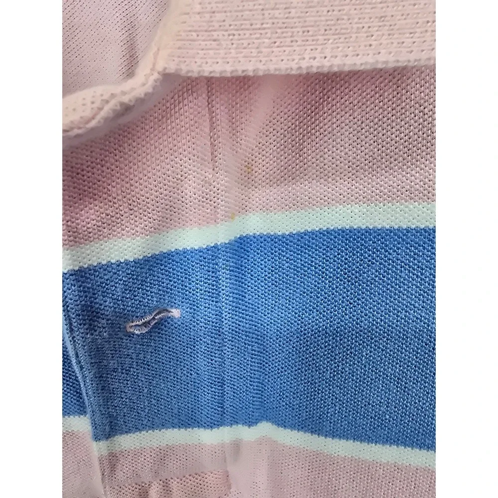 Polo Ralph Lauren Mens Medium Pink Blue Striped Short Sleeve Pique Polo Shirt